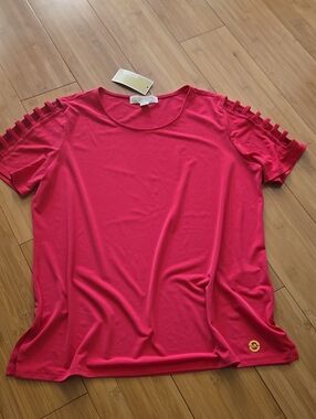 NWT Michael Kors Pink Short-Sleeve Top - L